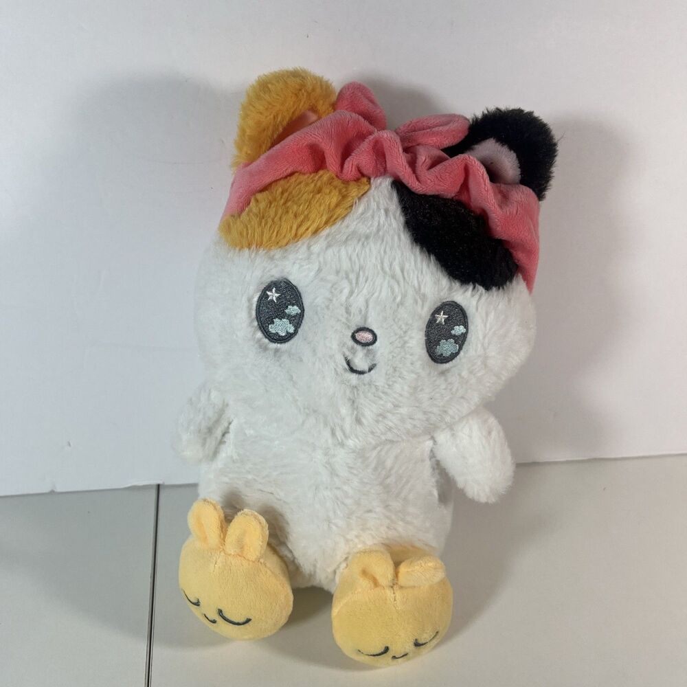 Russ Jazwares Calico Cat Plush 10" Stuffed Toy Bunny Slippers Headband Self Care